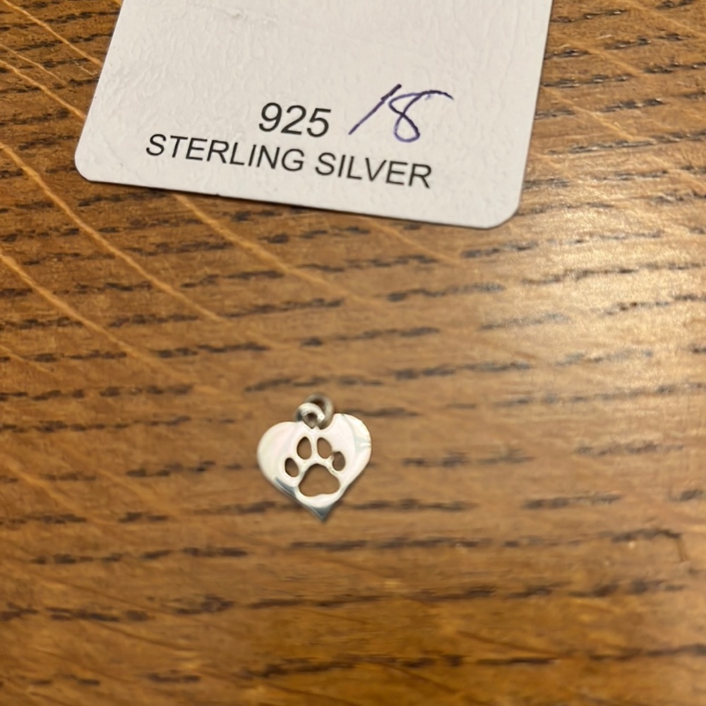 Sterling Silver | Paw Print Heart Charm